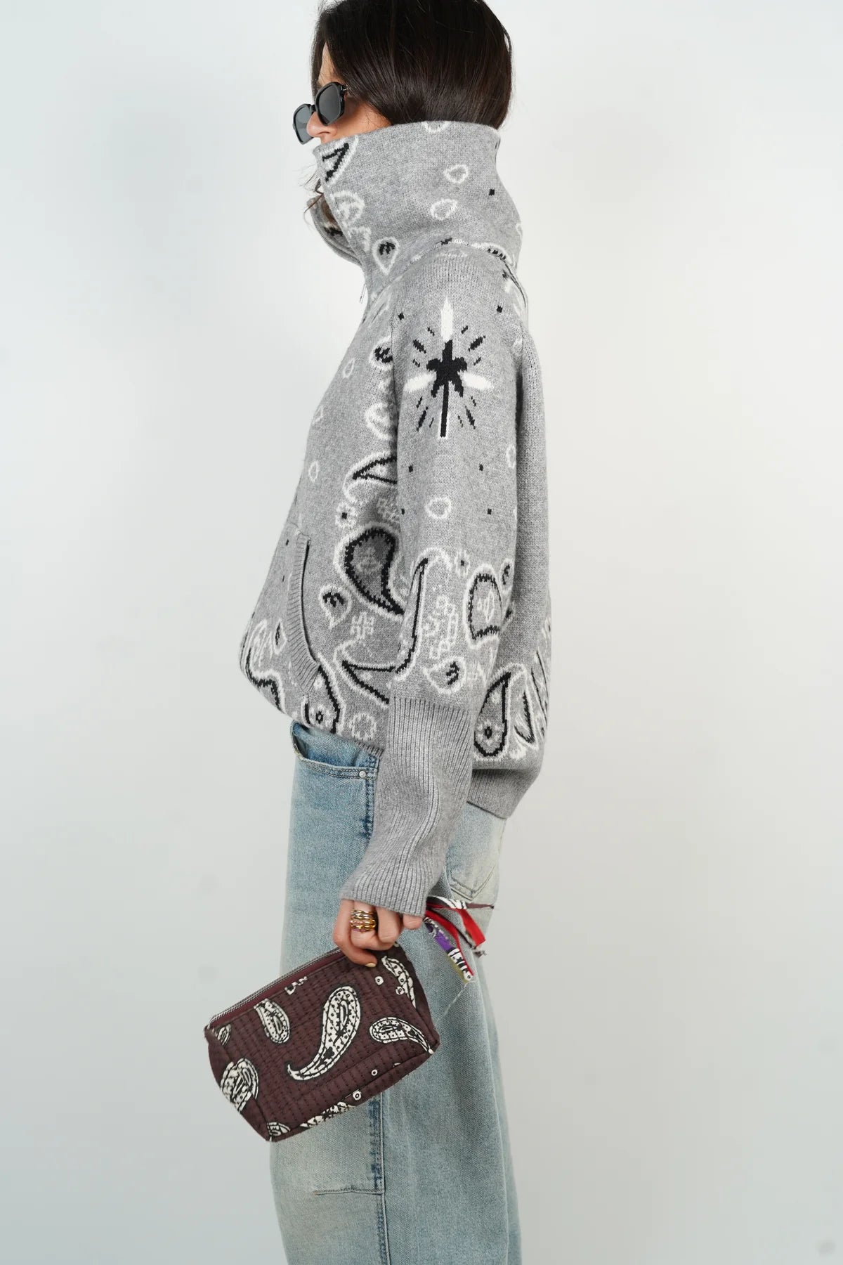 Nelia-Wollstrickjacke Bandana