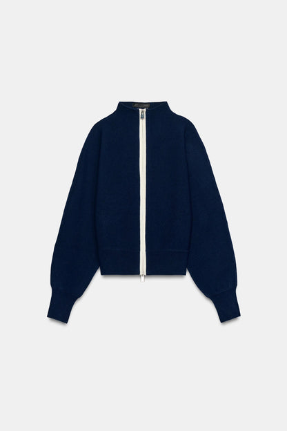 Nelia-Marineblaue Jacke mit Reißverschluss