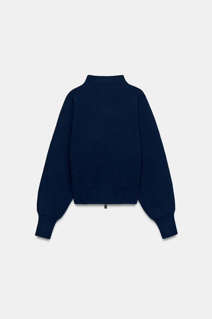 Nelia-Marineblaue Jacke mit Reißverschluss