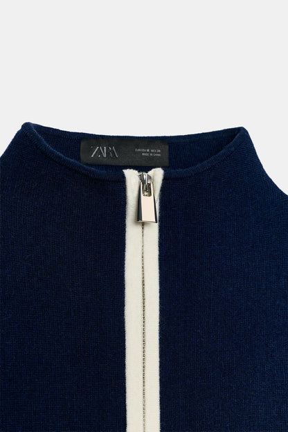 Nelia-Marineblaue Jacke mit Reißverschluss