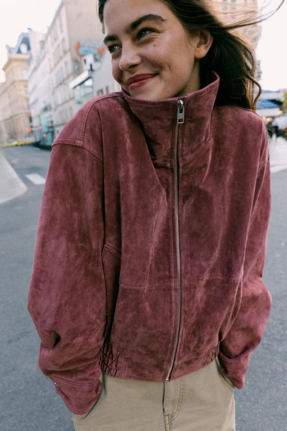 Nelia-Jacke Wildleder-Optik Washed Rosa