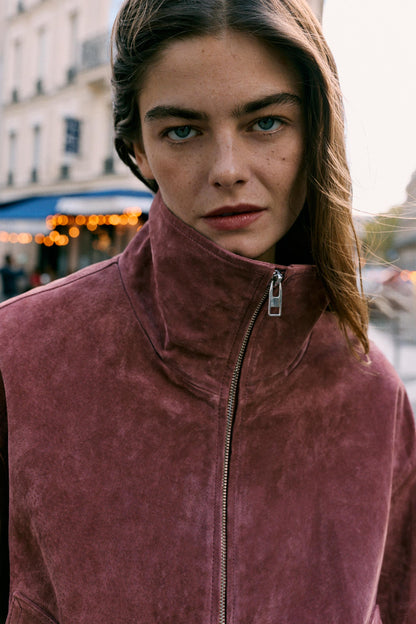 Nelia-Jacke Wildleder-Optik Washed Rosa