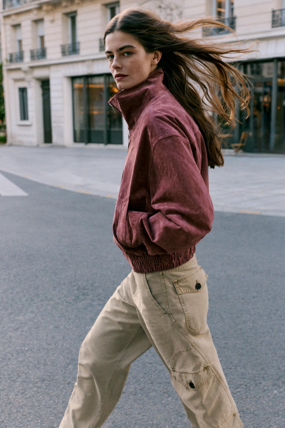 Nelia-Jacke Wildleder-Optik Washed Rosa