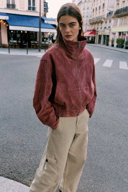 Nelia-Jacke Wildleder-Optik Washed Rosa