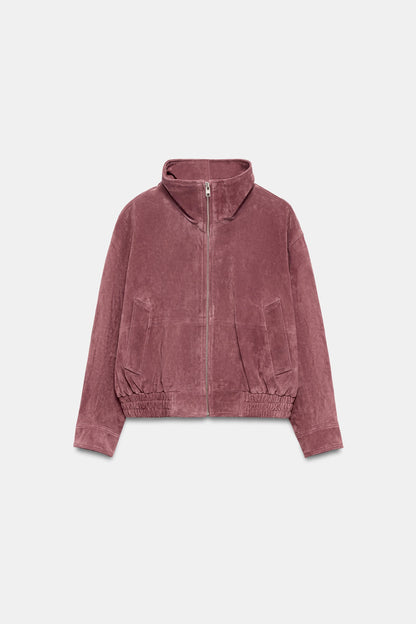Nelia-Jacke Wildleder-Optik Washed Rosa