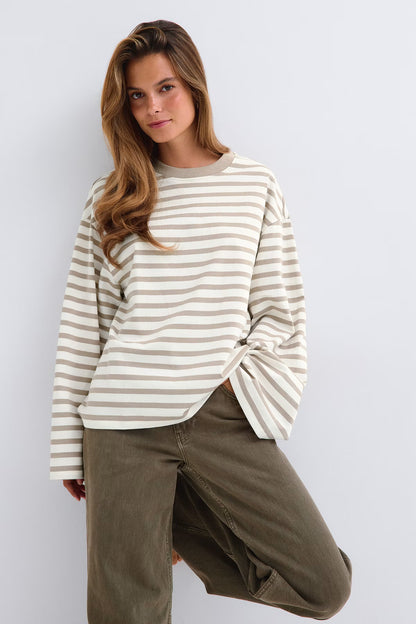 Nelia-Striped Long-Sleeve T-Shirt