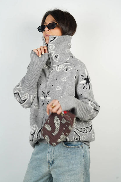 Nelia-Wollstrickjacke Bandana