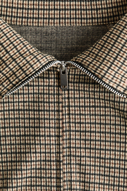 Nelia-Beige Check Knit Jacket
