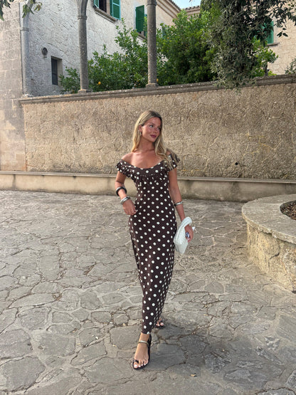 Nelia-Robe Pois Marron