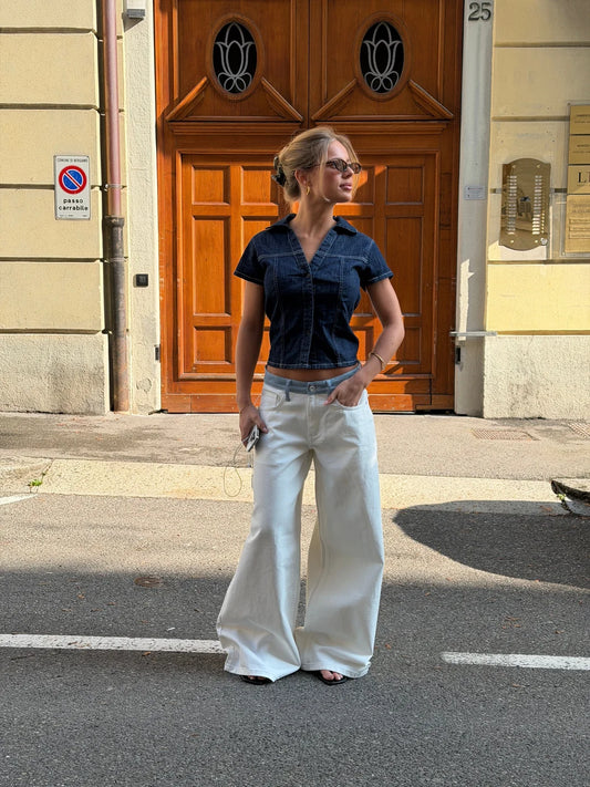 Nelia-White Baggy-Jeans