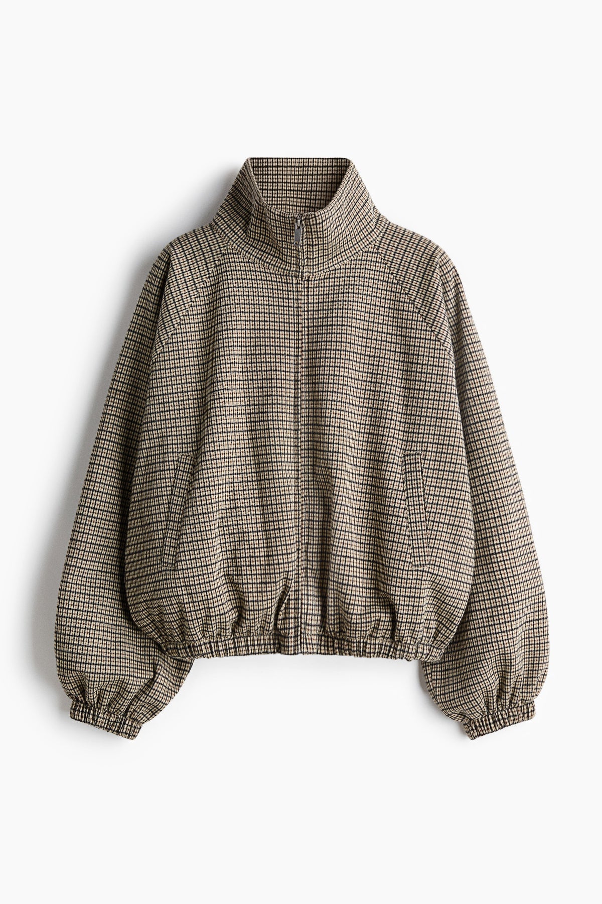 Nelia-Beige Check Knit Jacket