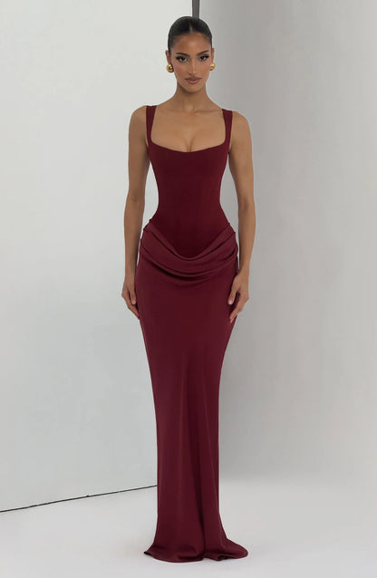 Nelia-Robe Rubis Bordeaux