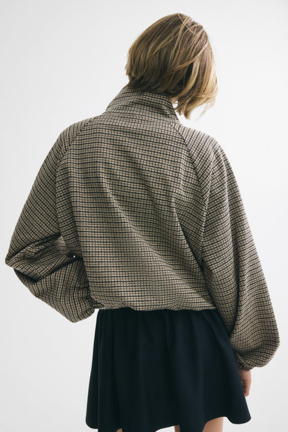 Nelia-Beige Check Knit Jacket