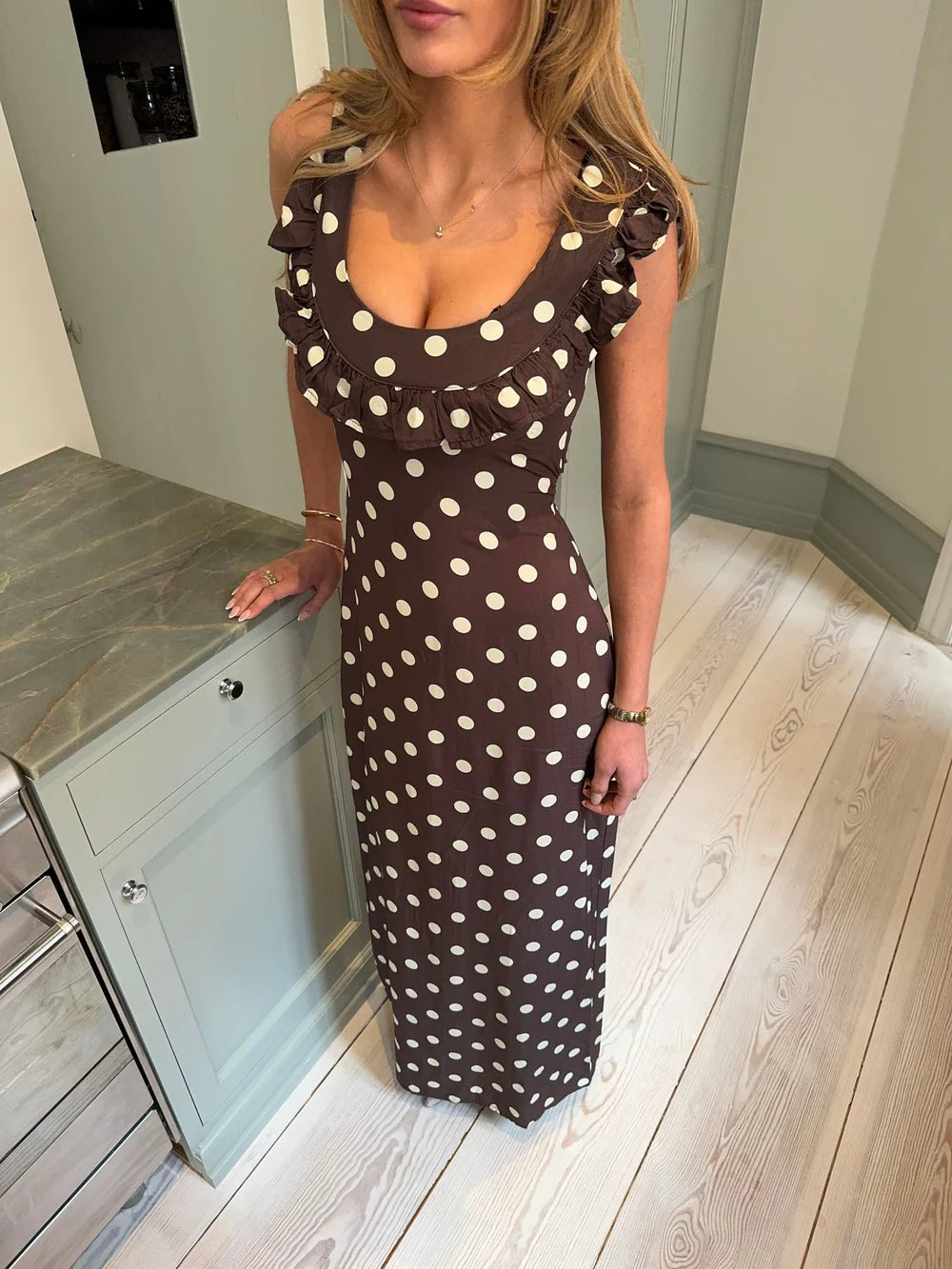 Nelia-Robe Pois Marron
