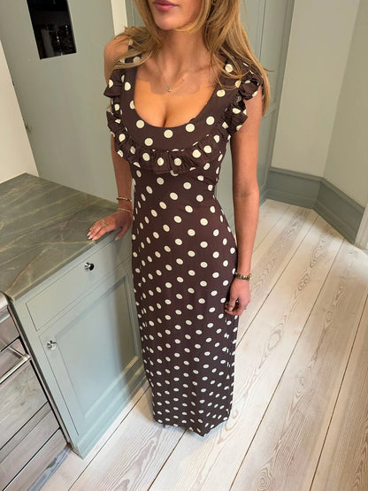 Nelia-Robe Pois Marron