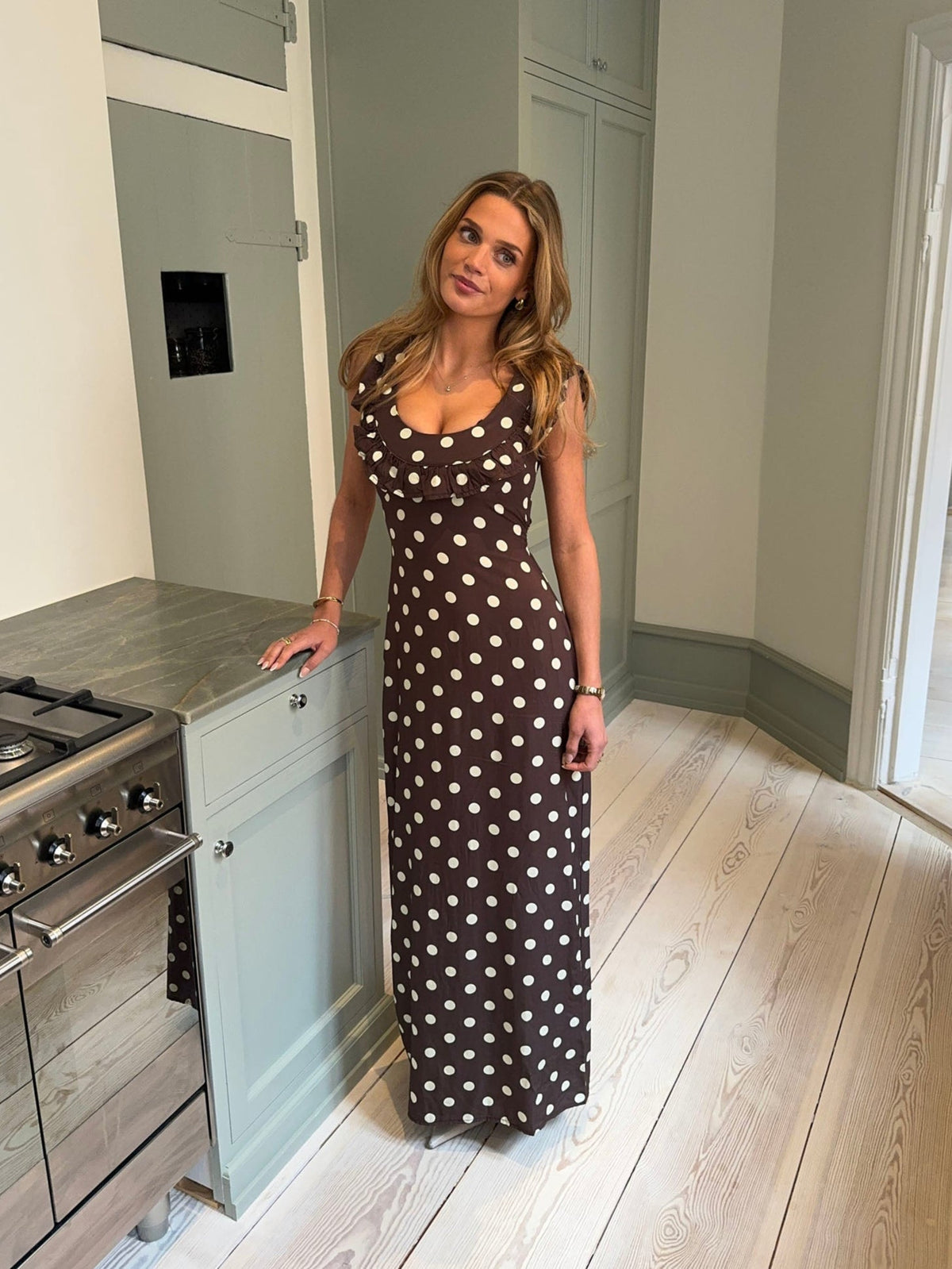 Nelia-Robe Pois Marron