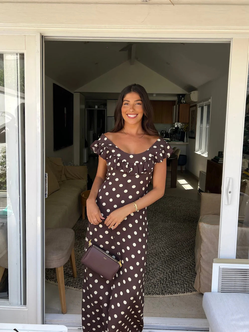 Nelia-Robe Pois Marron